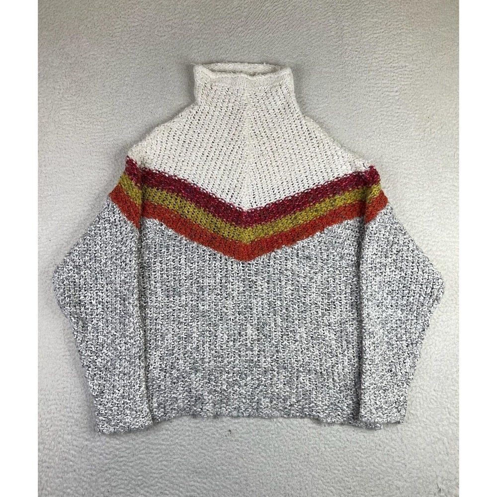Free People Sweater Womens Small Multicolor Chunky Knit Turtleneck Pullover